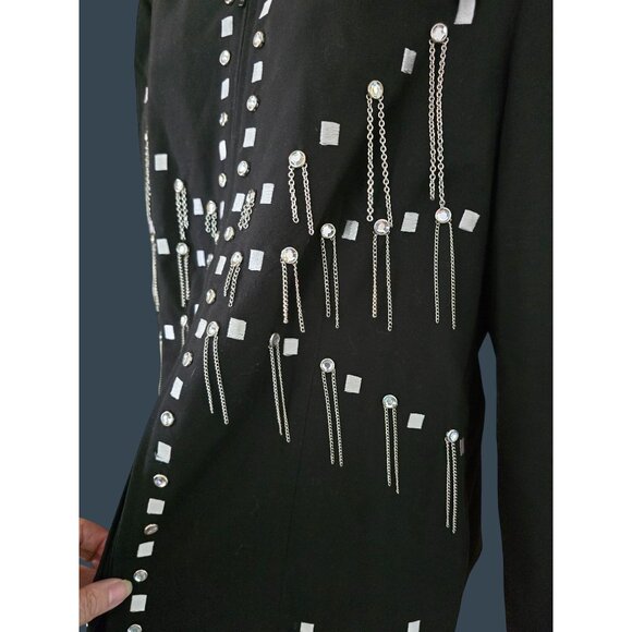 Black Embellished with Rhinestone Detailing one of a kind whimsygoth biker bling - Picture 4 of 9